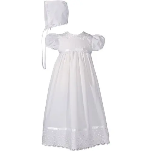 Faldón de Bautizo para niñas:Girls Special Occasion 24" Poly Cotton Batiste Christening Baptism