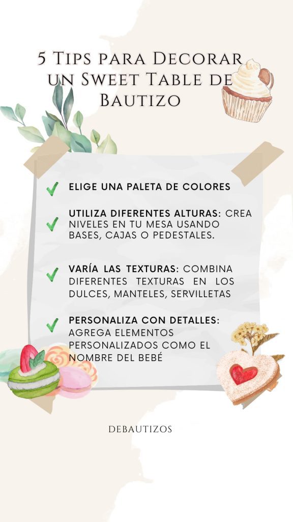 Bautizos sweet table infografía