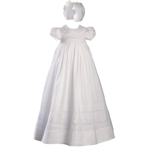 Vestido de bautismo de manga corta de algodón blanco (1)