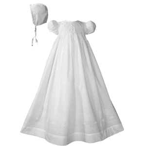 Girls Cotton Hand Smocked Christening Gown Baptism Dress with Hand Embroidery  Vestido de bautizo