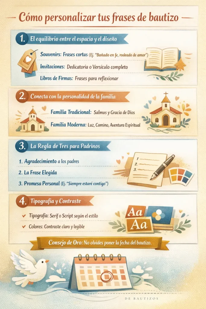 como personalizar frase de bautizos 2026 Infografia
