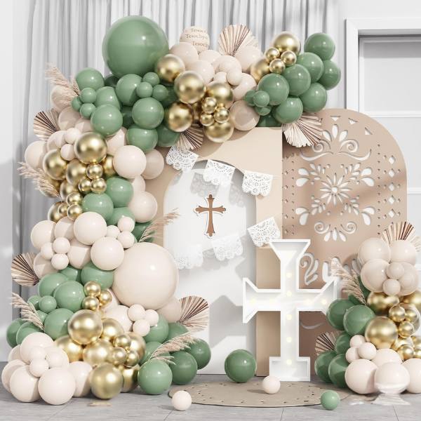 Decoración bautizo casero- globos arcos 